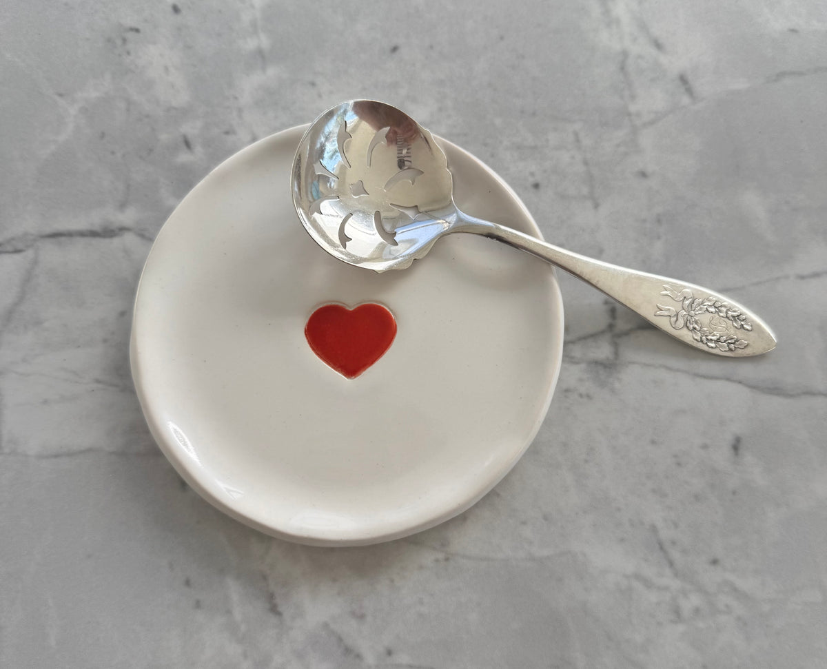 Hand-Built Red Heart Trinket Dish