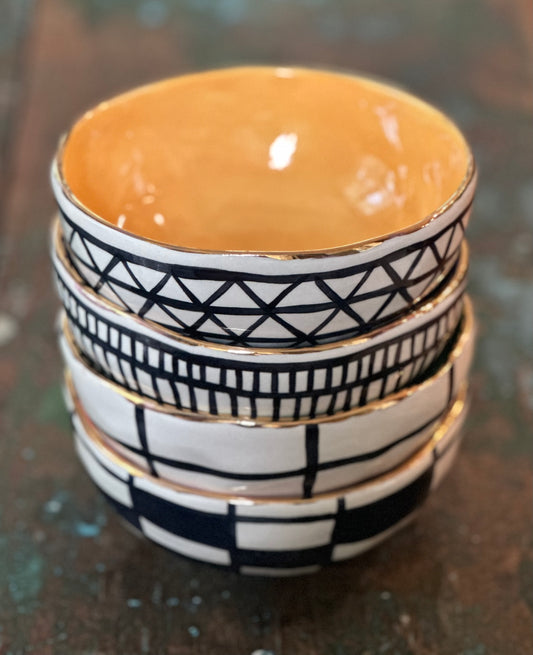 Orange Colorful Bowl with gold rim