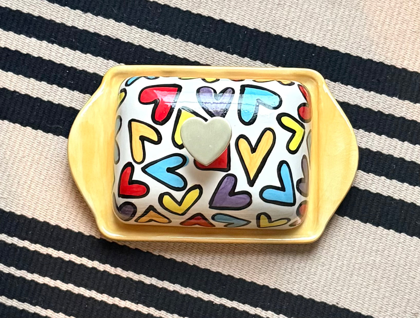 Xtra Wide Heart/Orange Butter Dish