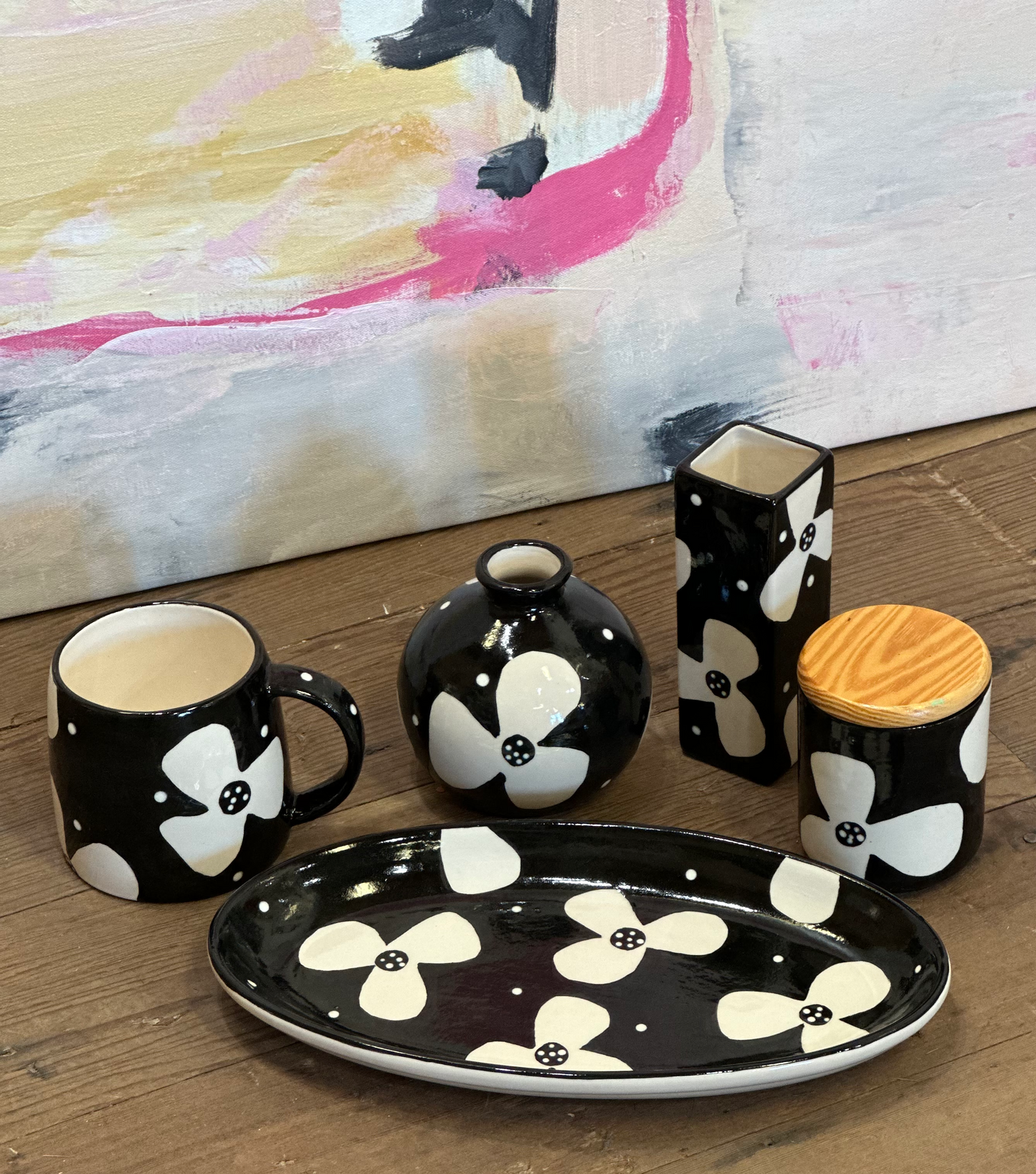 White Flowers Round Bud Vase