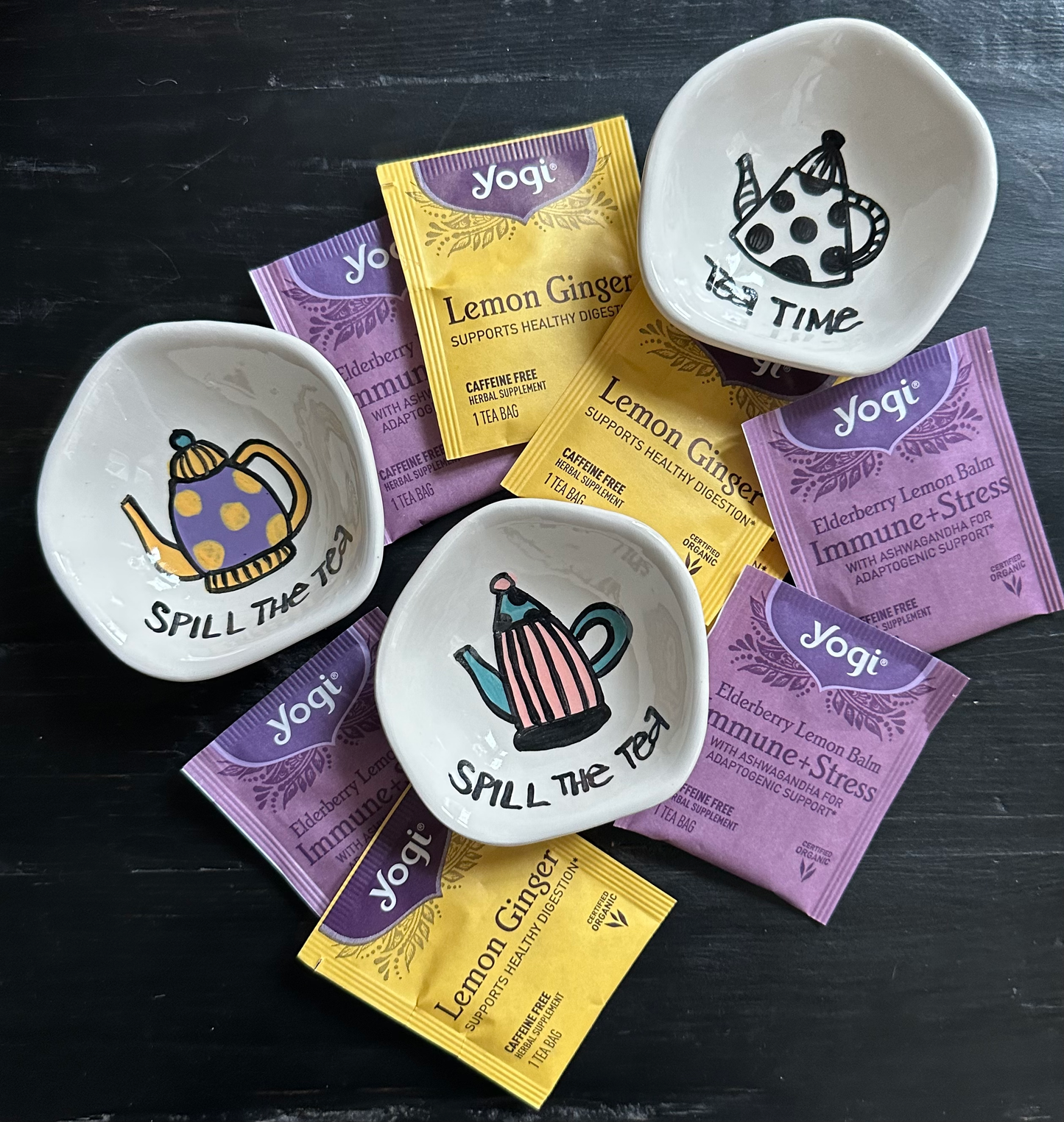 Pink/YellowTea Bag Dish