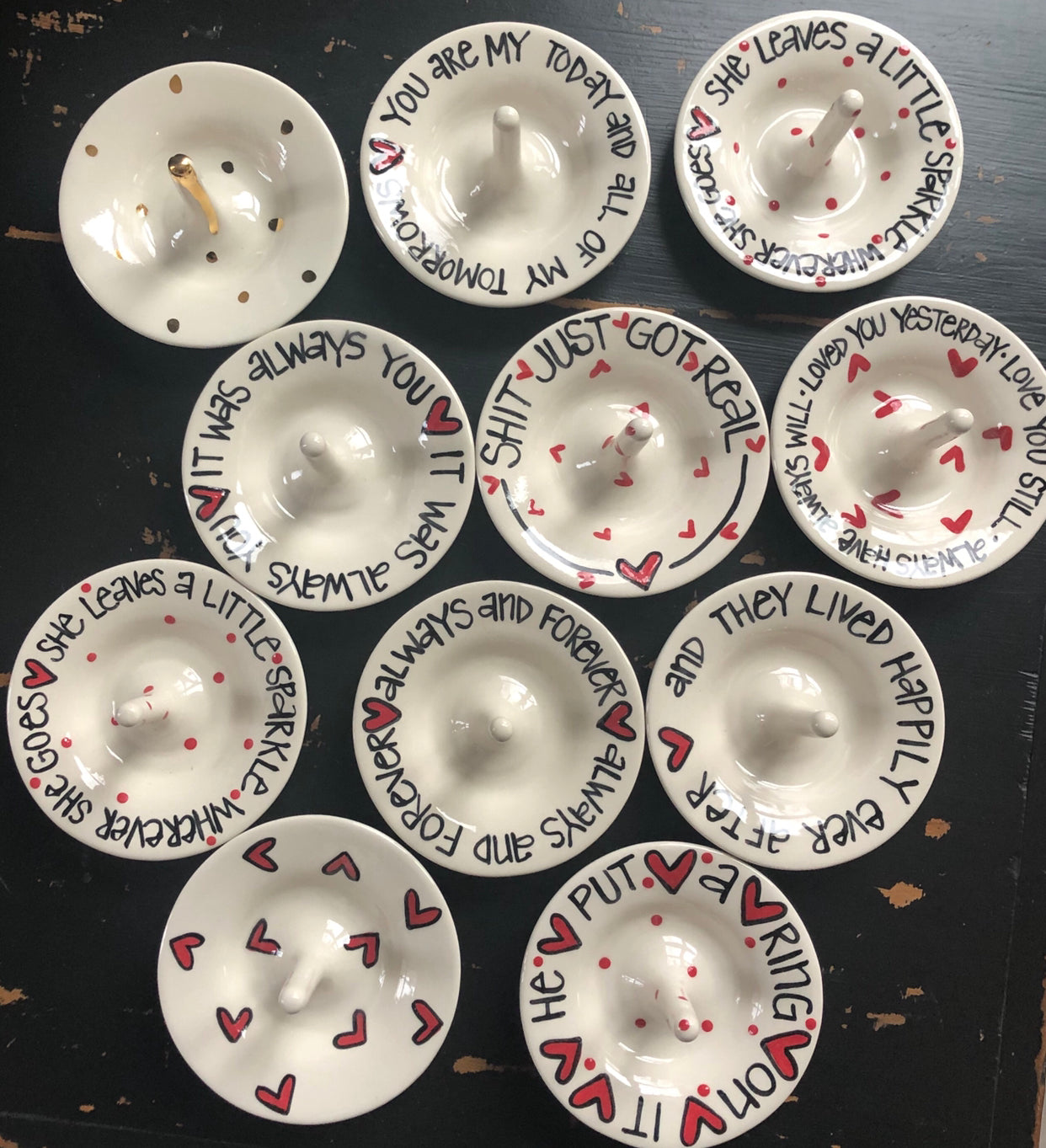 Ring Holder "Red Heart with Gold"