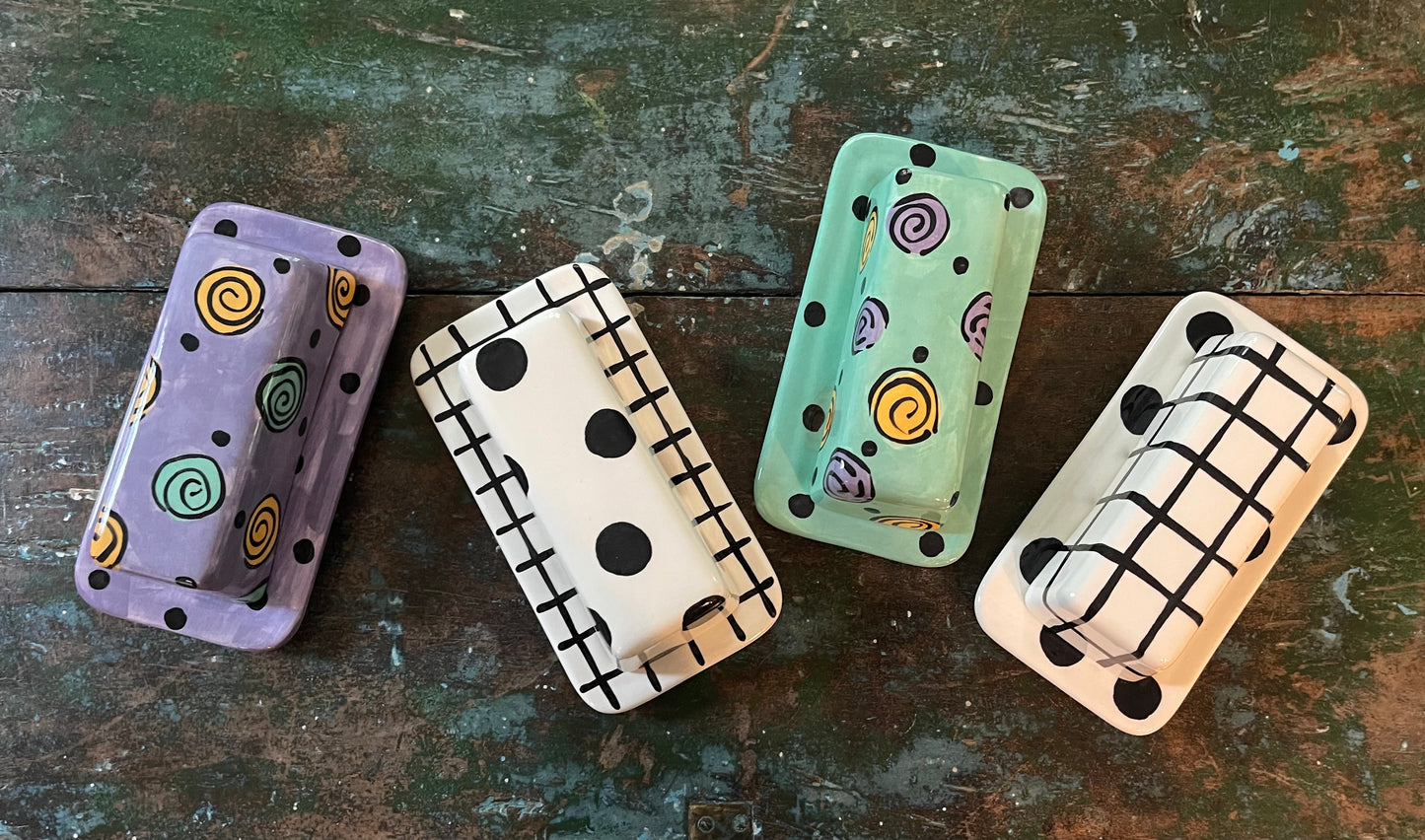 Purple whimsical Butter Dish