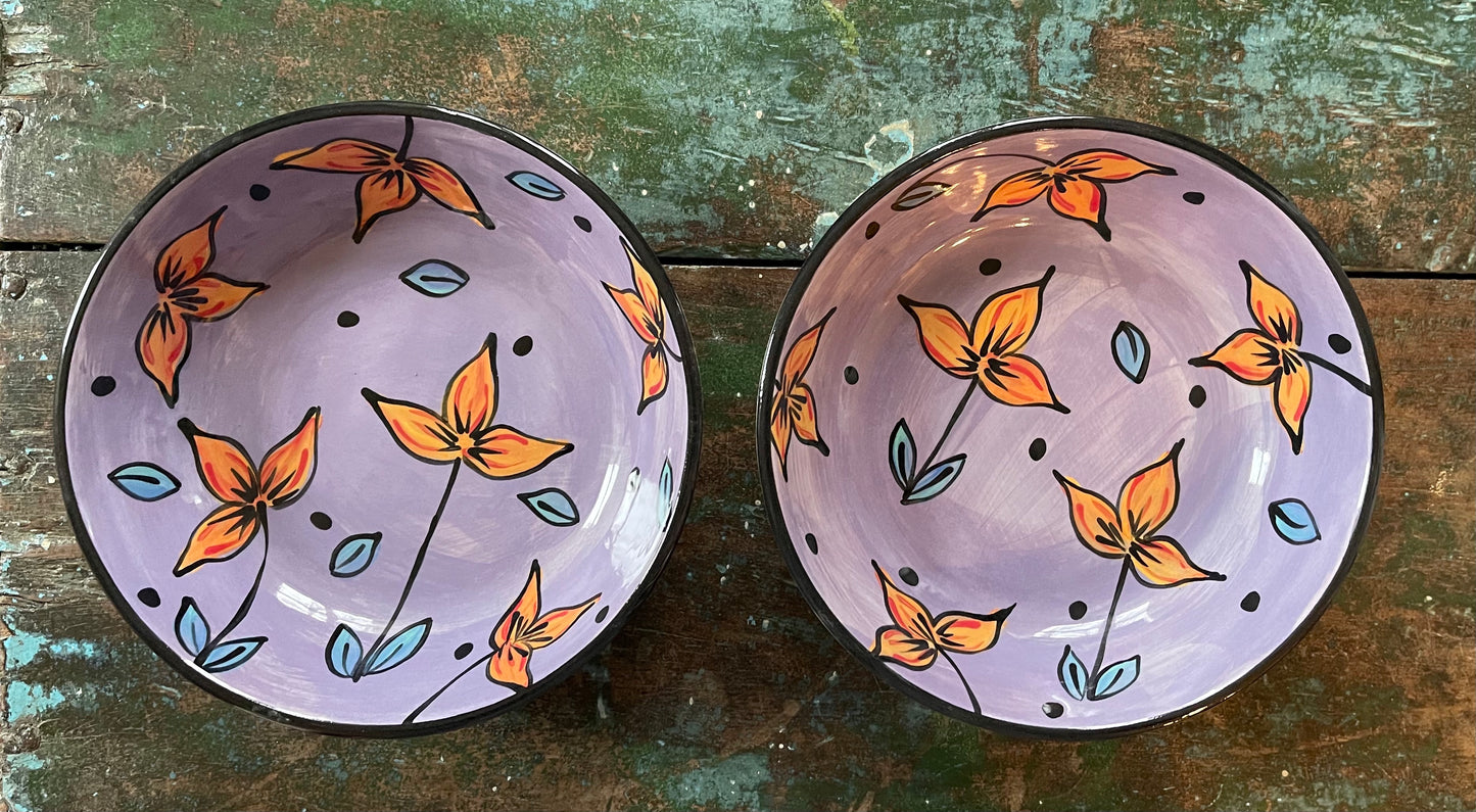 Individual Coupe Bowl Purple w flowers