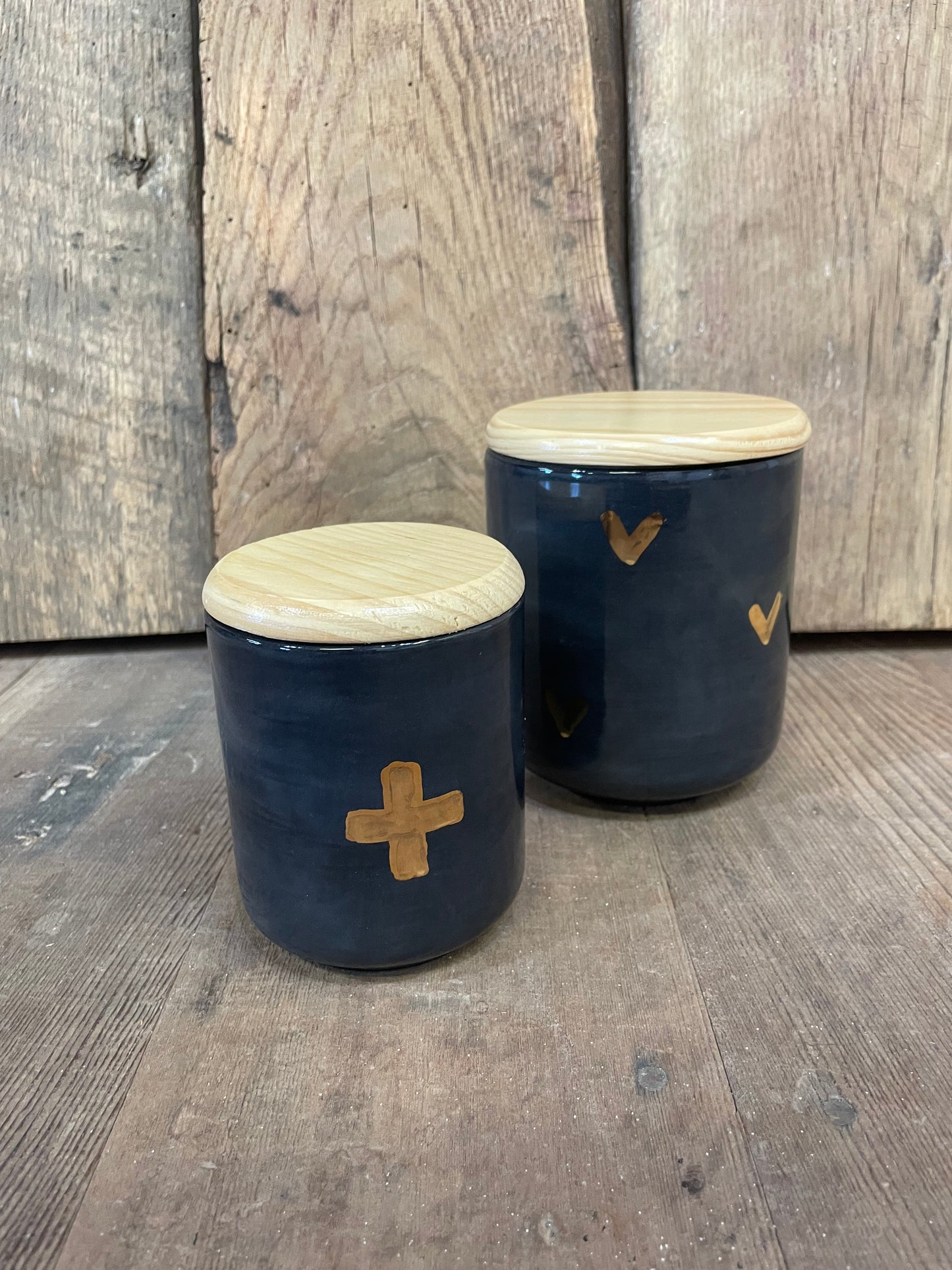 Navy & Gold 4in Canister with Lid