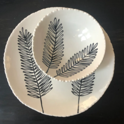 Black and White Botanical Bowl
