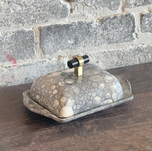 Black Bubble Glaze Extra Wide Bubble Dish