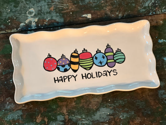 Sassy Happy Holidays Ornament Platter