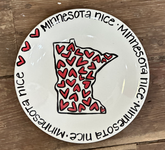 Minnesota Nice with Hearts Plate