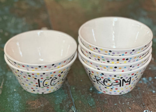 Multi colored Dot ice Cream Bowls medium