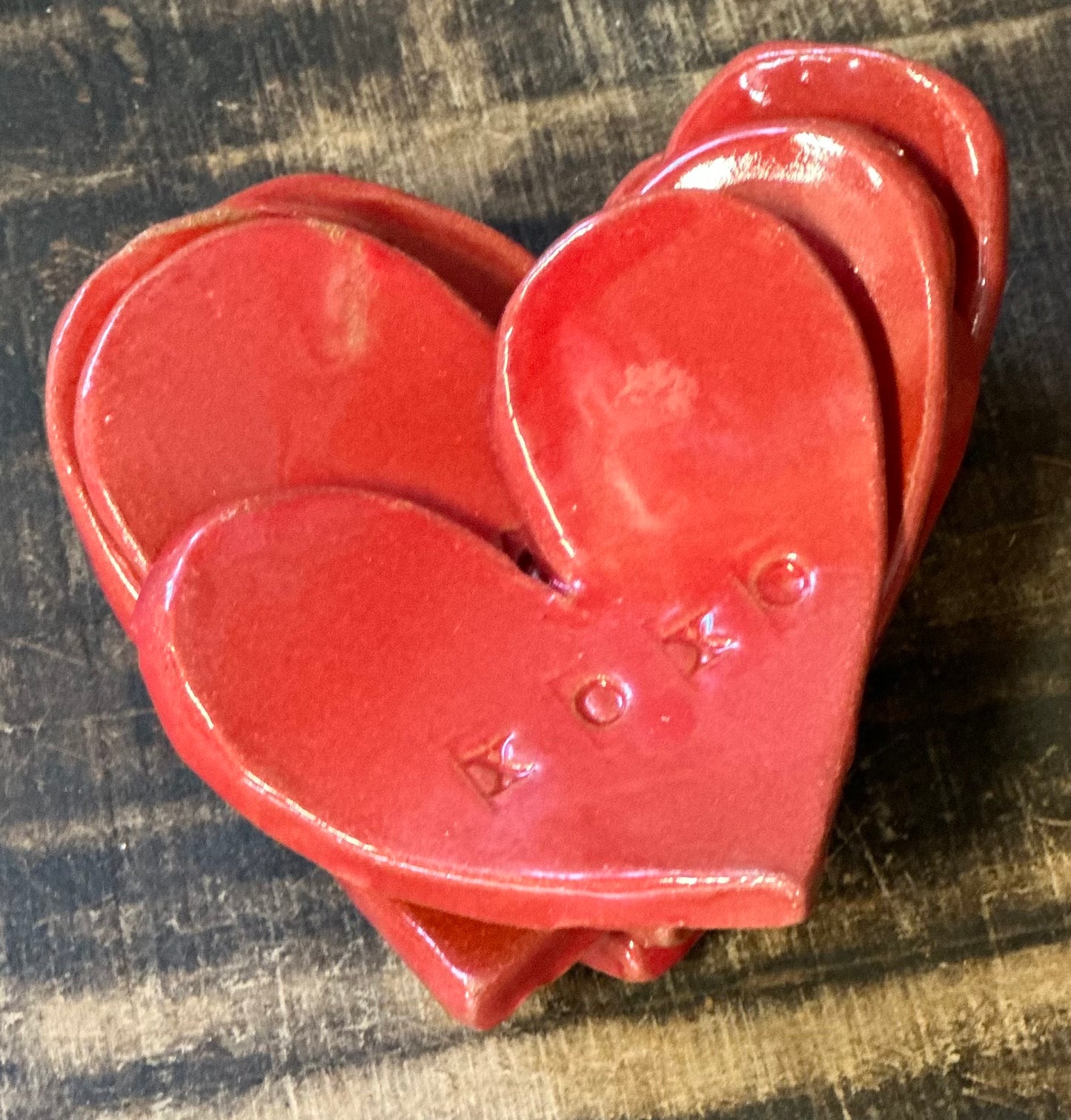 Hand-Formed Red Heart Trinket Dish “XOXO”