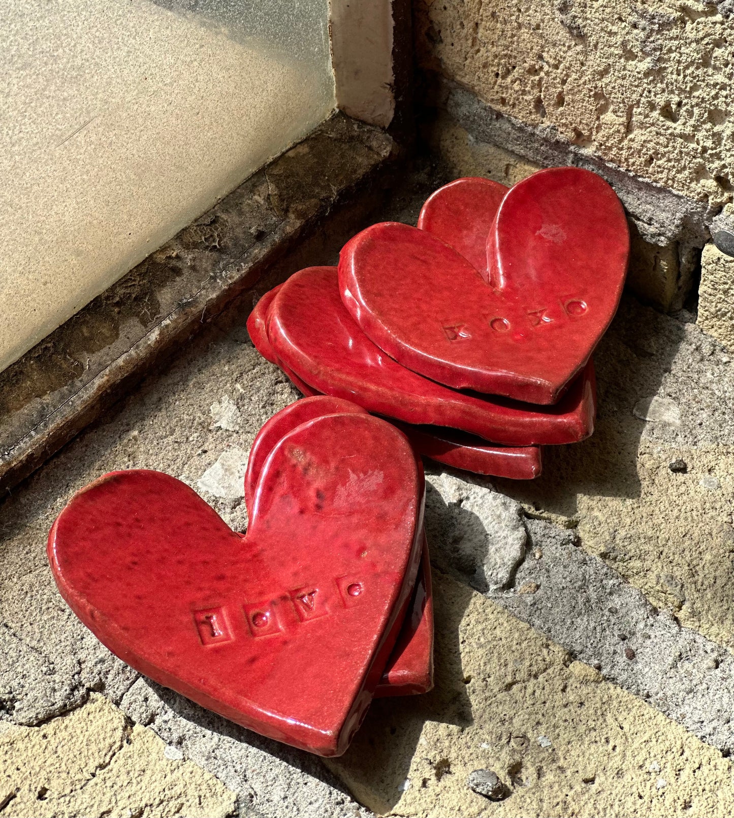 Hand-Formed Red Heart Trinket Dish “XOXO”