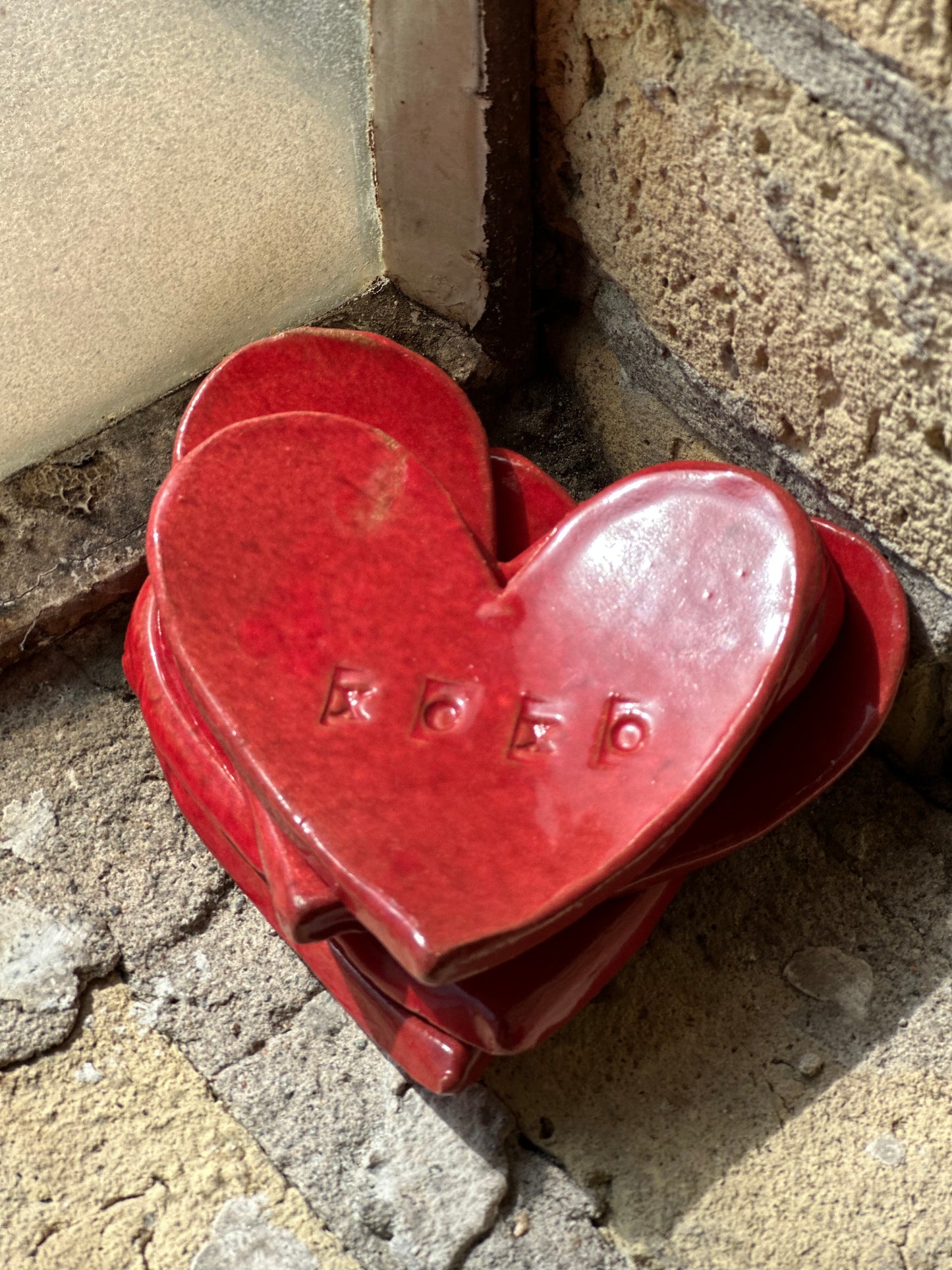 Hand-Formed Red Heart Trinket Dish “XOXO”