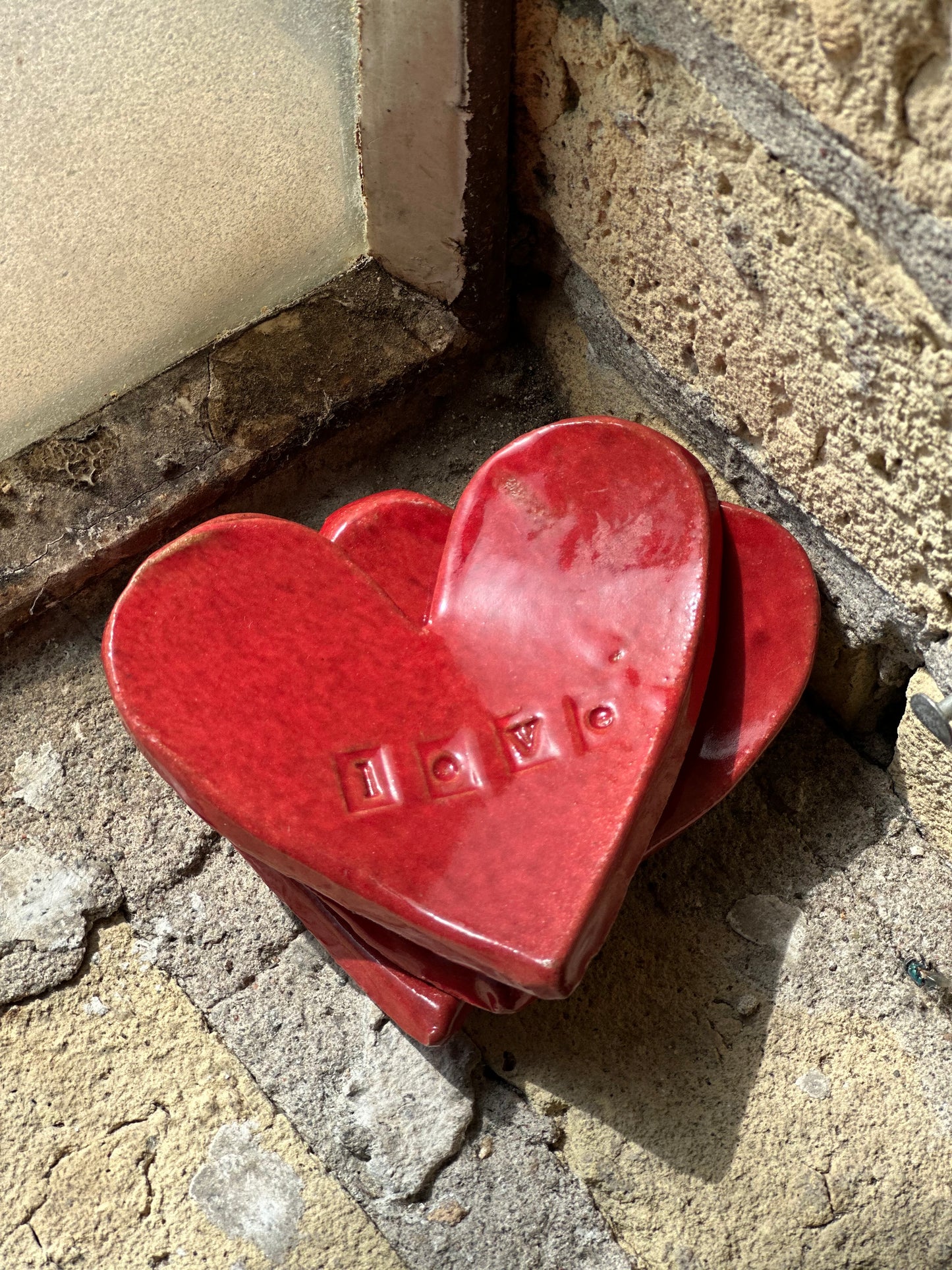Hand-Formed Red Heart Trinket Dish “XOXO”