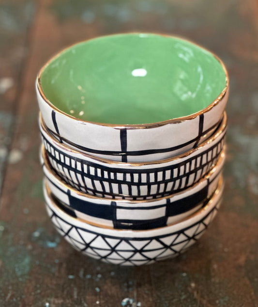 Green Colorful Bowl with gold rim