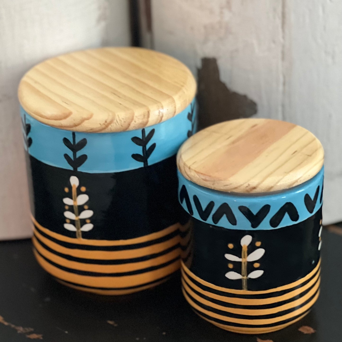 Turquoise and Orange Canister