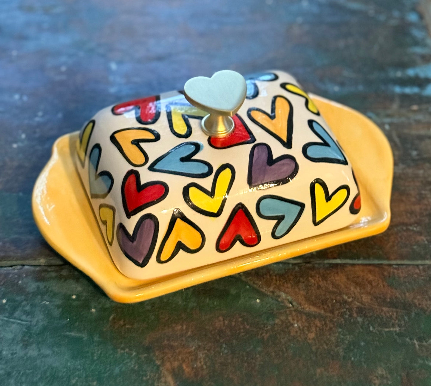 Xtra Wide Heart/Orange Butter Dish