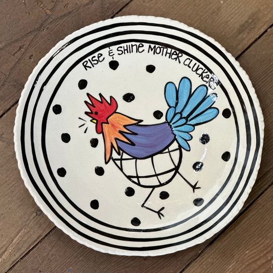 Rooster Serving Platter "Rise &amp; Shine Mother Cluckers"