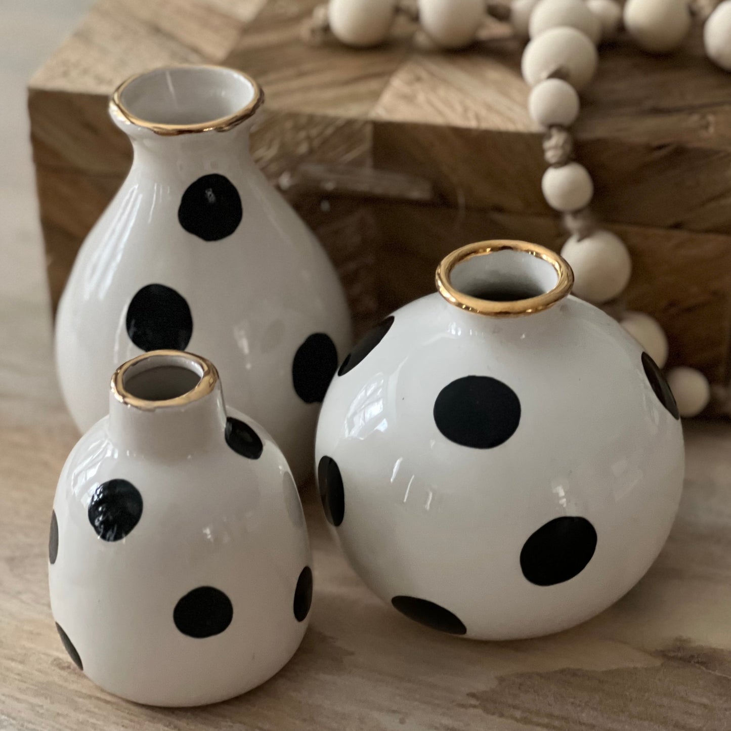 Black and White Polka Dot Vase