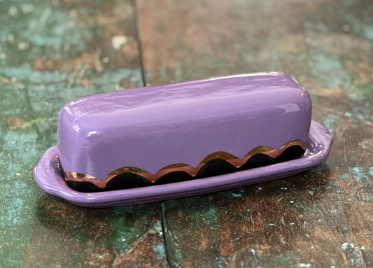 Purple Wave with gold butter dish