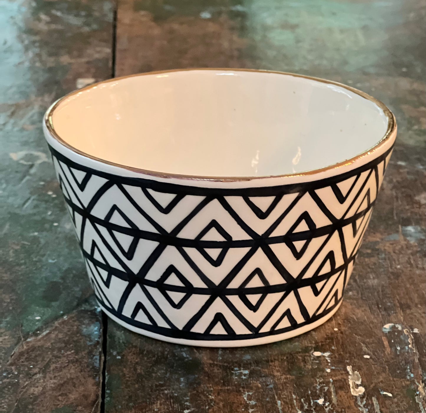 Black and White Tapered Bowl