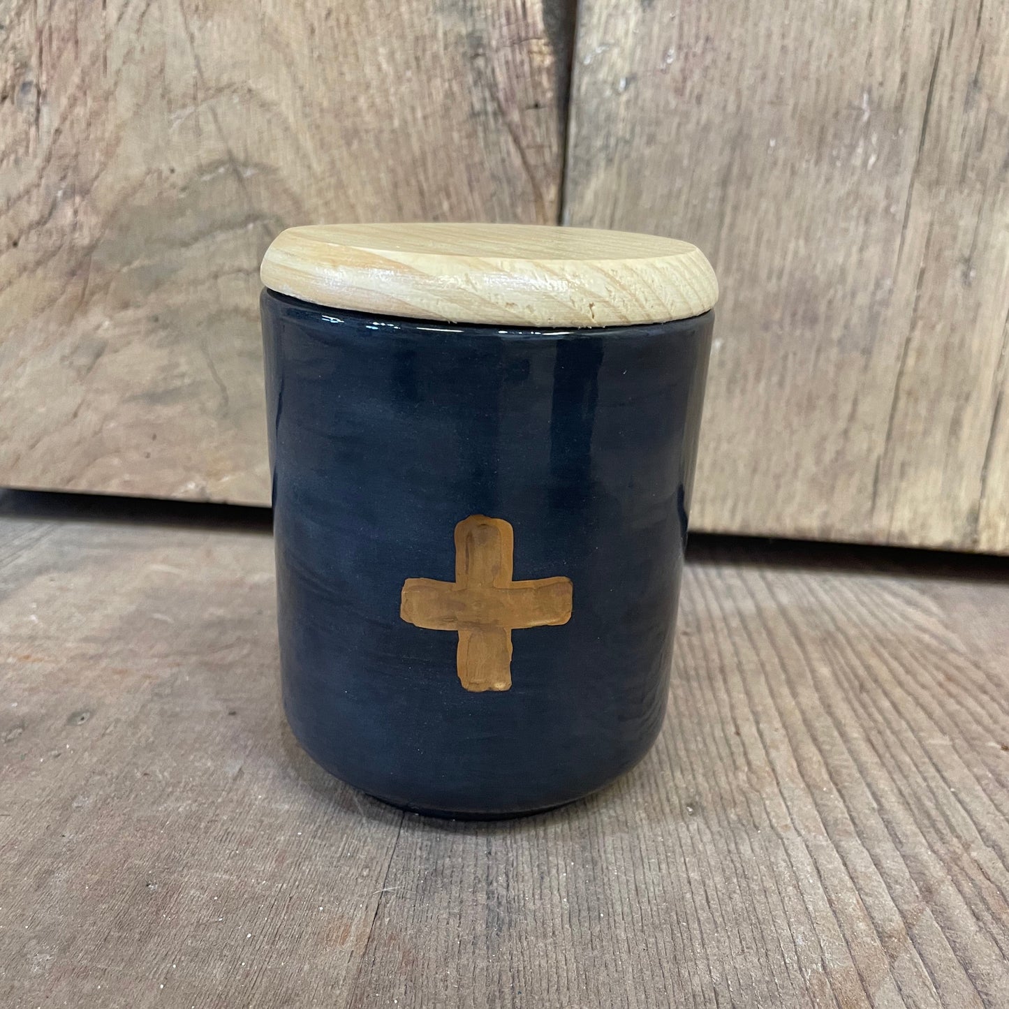 Navy & Gold 4in Canister with Lid